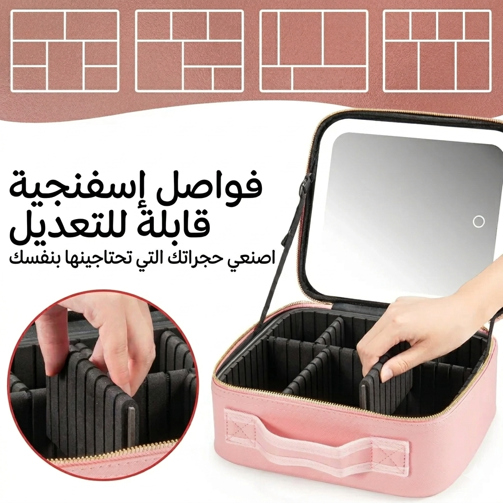 منظم المكياج بمرآة LED
